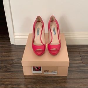 Prada platform fuchsia peep toe heel 150mm